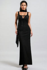Simeon Sleeveless Ribbon Bandage Maxi Dress