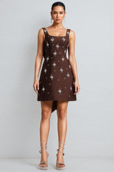 Julieta Square Neck Rhinestone Bandage Maxi Dress