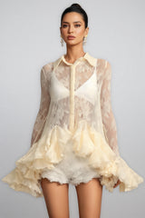 Xaver Embroidery Flowers Lace Mini Dress Set