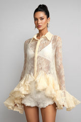 Xaver Embroidery Flowers Lace Mini Dress Set