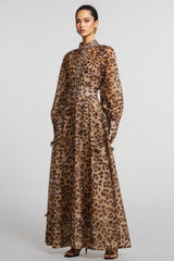 Jayleen Flowers Leopard Print Top Maxi Dress Set