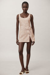 Huxle Pink Embellished Tweed Mini Dress