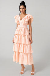 Callen Embroidered Ruffle Sleeveless Midi Dress