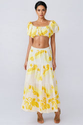 Amys Embroidery High Waist Midi Dress Set