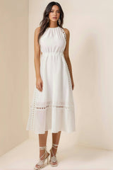 Shirle Heart Shape Lace Halter Neck Midi Dress