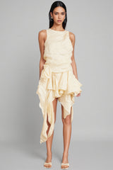 Aella 3D Floral Irregular Ruffle Mini Dress