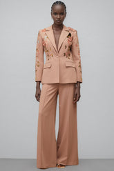 Annabelle Dusty Pink Sequined Floral Blazer Trousers Set