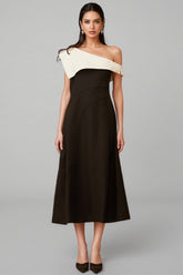 Felicie Color Block Asymmetrical Midi Dress