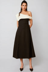 Felicie Color Block Asymmetrical Midi Dress