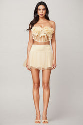 Therese White Floral Tulle Mini Dress Set