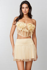 Therese White Floral Tulle Mini Dress Set