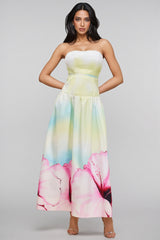Rexor Strapless Floral Print Maxi Dress