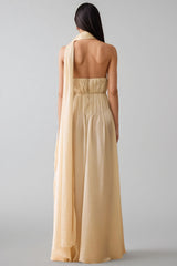 Michelle Plunge Neck Scarf-detail Draped Maxi Dress