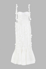 Novise Halter Fringe 3D Flower Midi Dress
