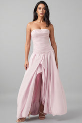 Greer Pink Bubble Trim Maxi Dress