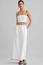 Nasim Scalloped Linen Top Maxi Dress Set
