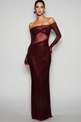 Kairo Diamante Off Shoulder Maxi Dress