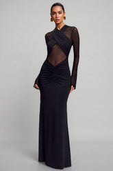 Odette Mesh Long Sleeve Maxi Dress