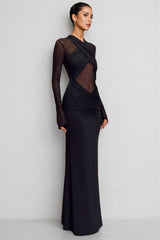 Odette Mesh Long Sleeve Maxi Dress