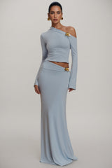 Scarle Blue 3D Flower Maxi Dress Set