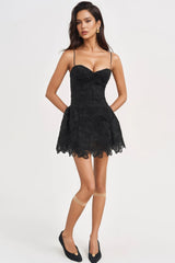 Lurext Black Lace Sleeveless Mini Dress