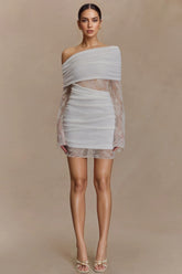 Griselda White Lace Knit Mini Dress