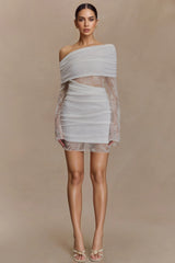 Griselda White Lace Knit Mini Dress