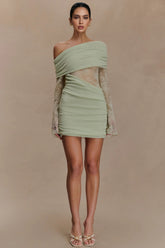 Nunna Green Lace Knit Mini Dress