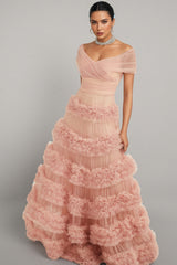 Quinly Pink Tiered Maxi Dress