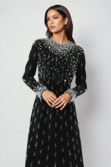 Jarety Long Sleeve Beaded Maxi Dress