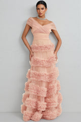 Quinly Pink Tiered Maxi Dress