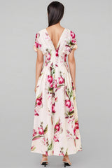 Liams V-neck Printed Backless Maxi Dress