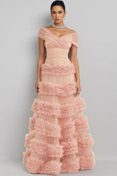 Quinly Pink Tiered Maxi Dress