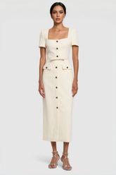 Angelse Crepe Button Midi Dress