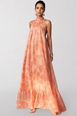 Anna Printed Halter Neck Maxi Dress