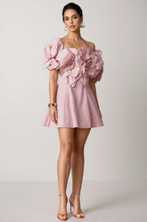 Huta Oversized Floral Applique Mini Dress