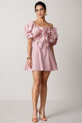 Huta Oversized Floral Applique Mini Dress