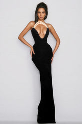 Elza Pearls Sheath Maxi Dress