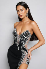 Jorja Diamonate Strapless Maxi Bandage Dress