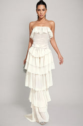 Mirae Apricot Off Shoulder Maxi Dress