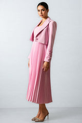 Zelda Floral Cuff Blazer Pleated Maxi Dress Set