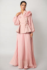 Sorel Double Breasted Pleated Maxi Dress Set