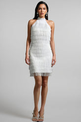Ralphas White Fringe Mini Dress