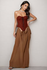Tessd Strapless Patchwork Details Maxi Dress