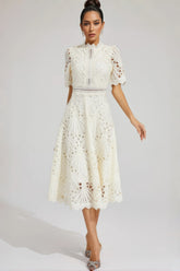 Debors White Cut Out Midi Dress