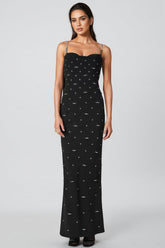 Tavib Beaded Backless Strapless Maxi Dress