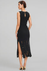 Breclk Beaded Openwork Sleeveless Midi Dress
