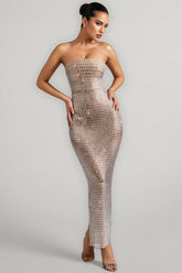 Cary Rhinestone Embellished Sheath Maxi Dress