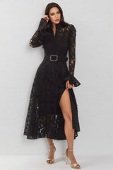 Victoirk Lace Butterfly-Sleeve Midi Dress
