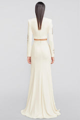 Sebast White Diamond-Studded Maxi Dress Set